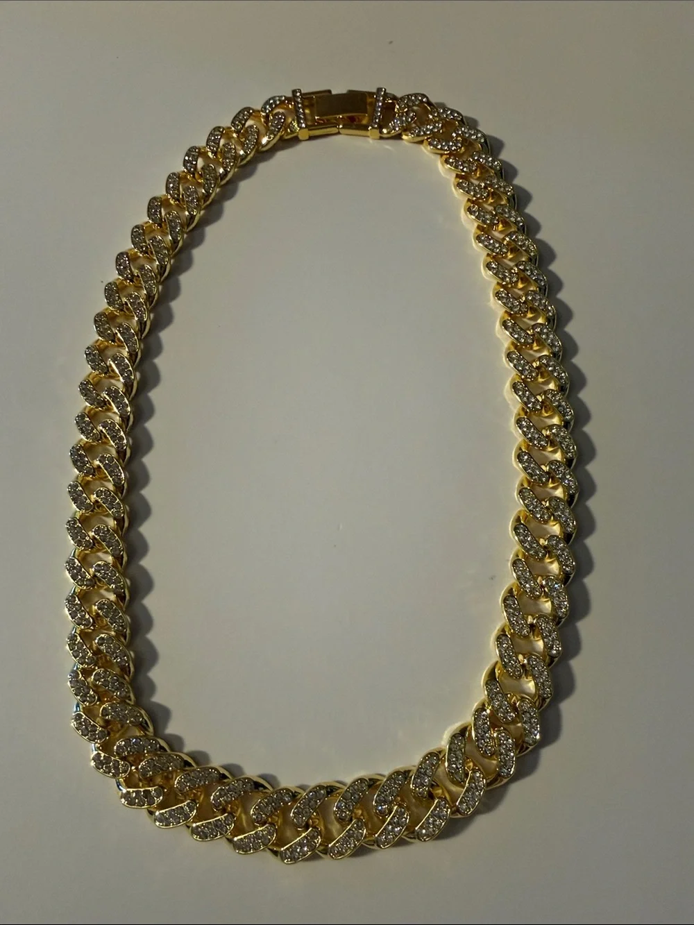 Men's Iced Out Gold Plated Diamond Cuban Link Chain Necklace
